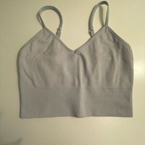 Zella Light Gray Ribbed Bra